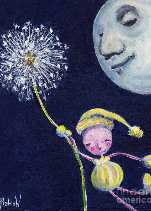 Moon Greeting Card featuring the painting Goodnight Moon by Robin Wiesneth