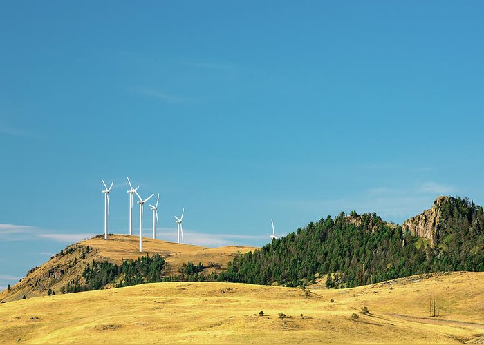 Wind Turbines Greeting Card featuring the photograph Gordons Butte Turbines by Todd Klassy