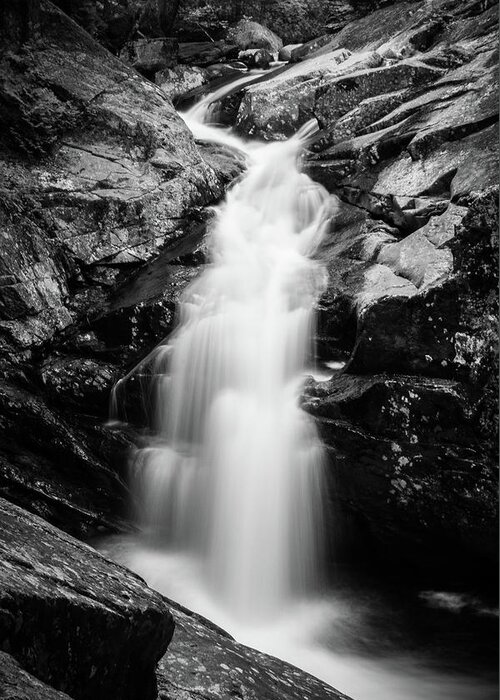 Rangeley Greeting Card featuring the photograph Gorge Waterfall in black and white by Darryl Hendricks