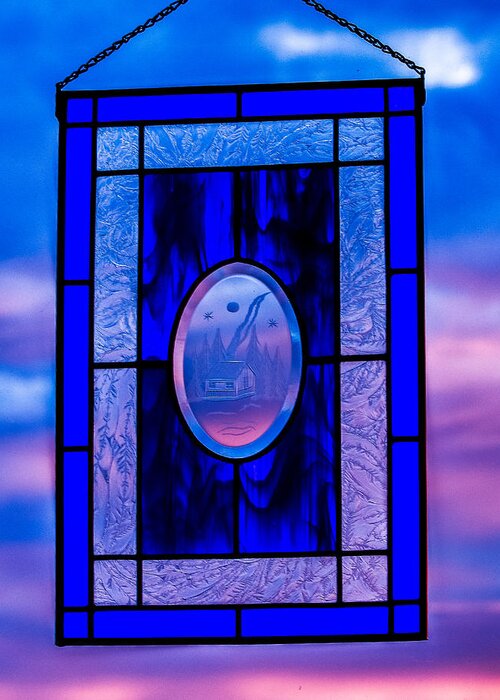 Stained Glass Greeting Card featuring the photograph Got the Blues by E Faithe Lester