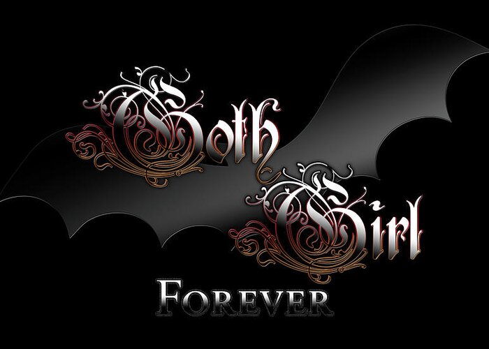 Goth Girl Greeting Card featuring the digital art Gothic Girl Forever Bat Wing by Rolando Burbon