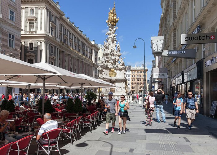 Graben Greeting Card featuring the photograph Graben Street in City of Vienna by Artur Bogacki