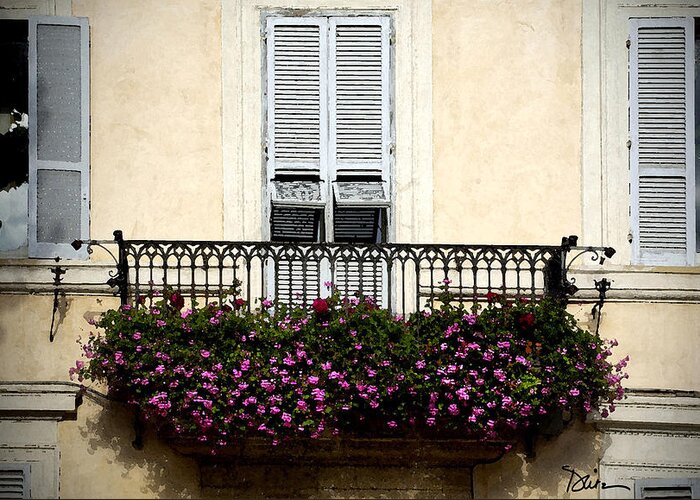Italy Greeting Card featuring the photograph Graceful Balcony by Peggy Dietz
