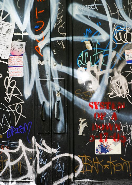 Door Greeting Card featuring the photograph Graffiti by Chuck Kuhn