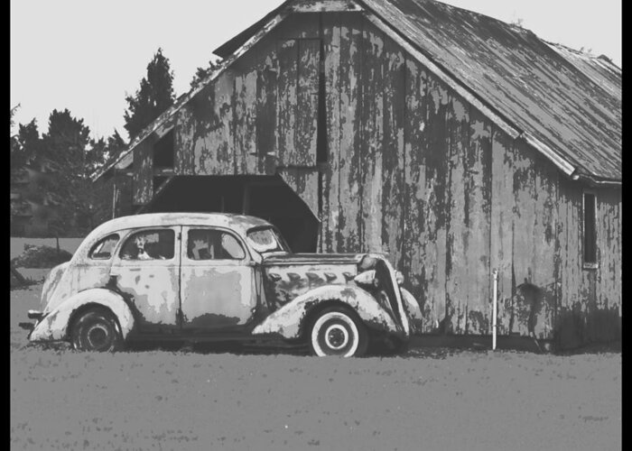 Barn Greeting Card featuring the photograph Gramps Car by Dale Stillman