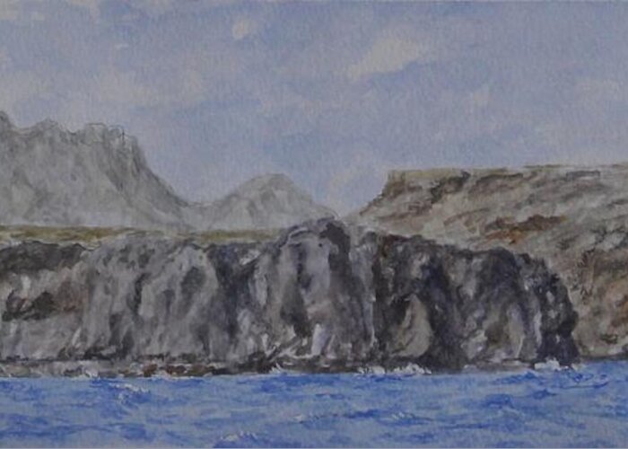 Watercolor Greeting Card featuring the painting Gramvousa, Crete by David Capon