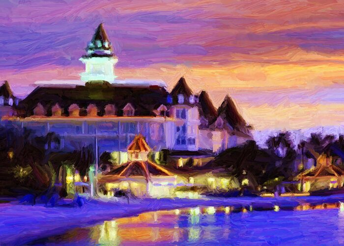 Hotel Greeting Card featuring the digital art Grand Floridian by Caito Junqueira