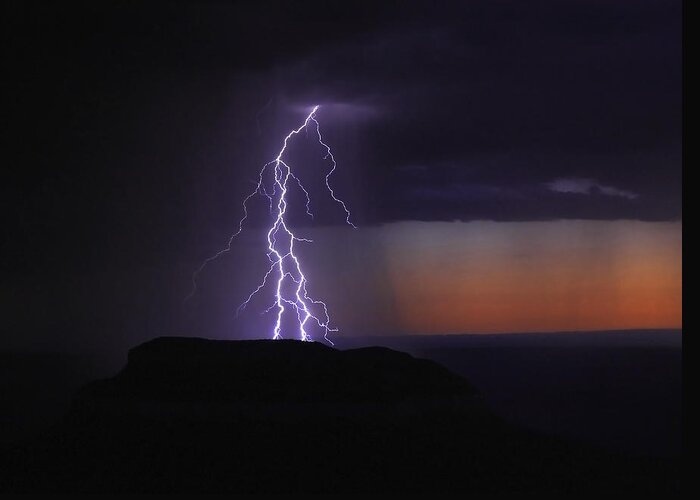 Storm Greeting Card featuring the photograph Grand Canyon Lightning by Michael Just