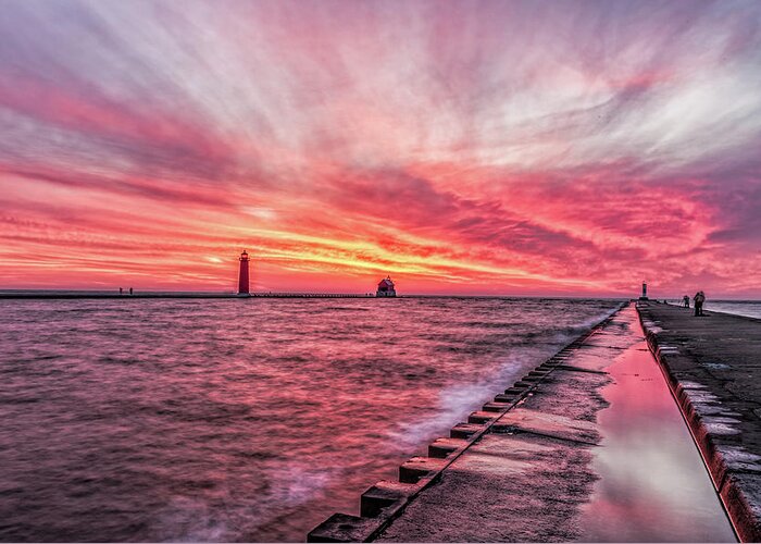 Grand Haven Michigan Greeting Card featuring the photograph Grand Haven Heat by Joe Holley