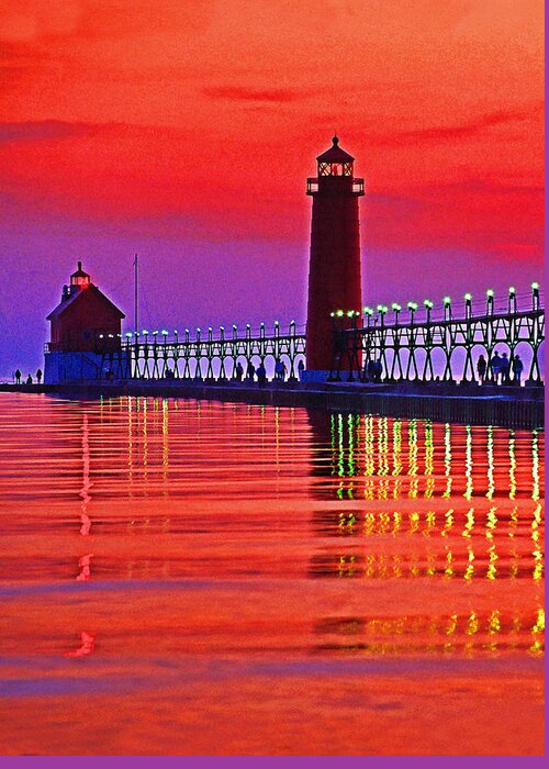 Usa Greeting Card featuring the photograph Grand Haven Lighthouse by Dennis Cox