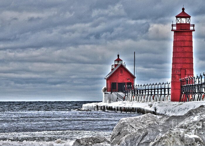 Grand Haven Lighthouse Greeting Card featuring the photograph Grand Haven Lighthouse by Jack Schultz