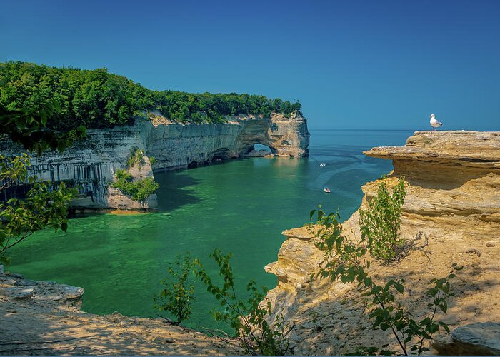 Pictured Rocks National Lakeshore Greeting Card featuring the photograph Grand Portal Point by Gary McCormick