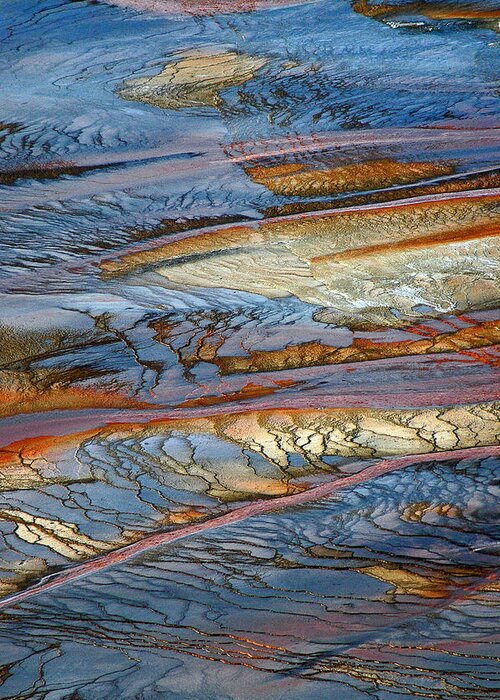 Grand Prismatic Greeting Card featuring the photograph Grand Prismatic Runoff by Bruce Gourley
