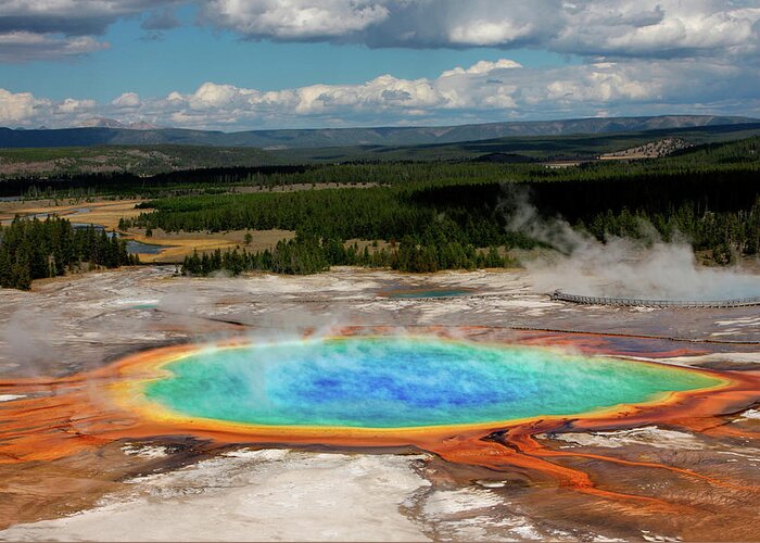 Grand Greeting Card featuring the photograph Grand Prismatic Springs by Ronnie And Frances Howard