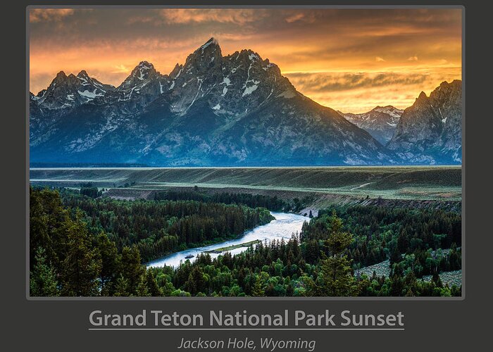  Greeting Card featuring the photograph Grand Teton National Park Sunset Poster by Gary Whitton