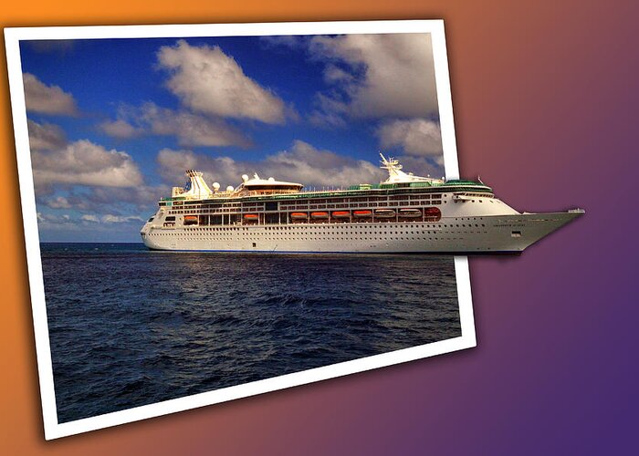 Royal Caribbean Greeting Card featuring the photograph Grandeur of the Seas at Coco Cay by Bill Swartwout