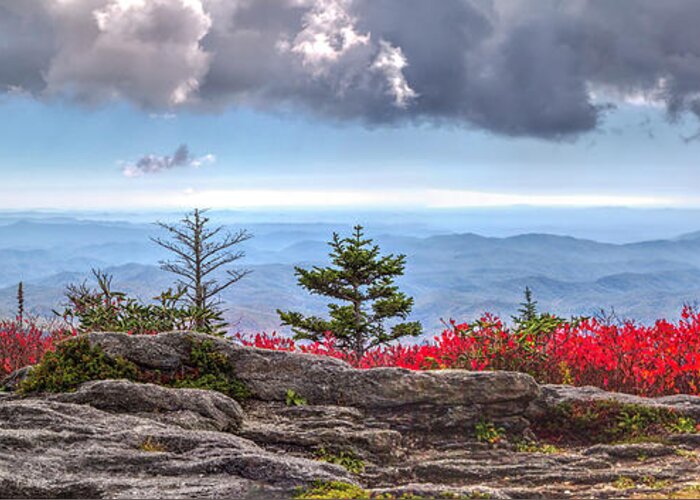 Panorama Greeting Card featuring the photograph Grandfather Mountain Panorama 01 by Jim Dollar