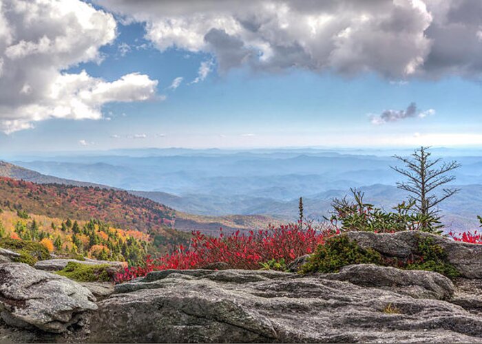 Panorama Greeting Card featuring the photograph Grandfather Mountain Panorama 02 by Jim Dollar