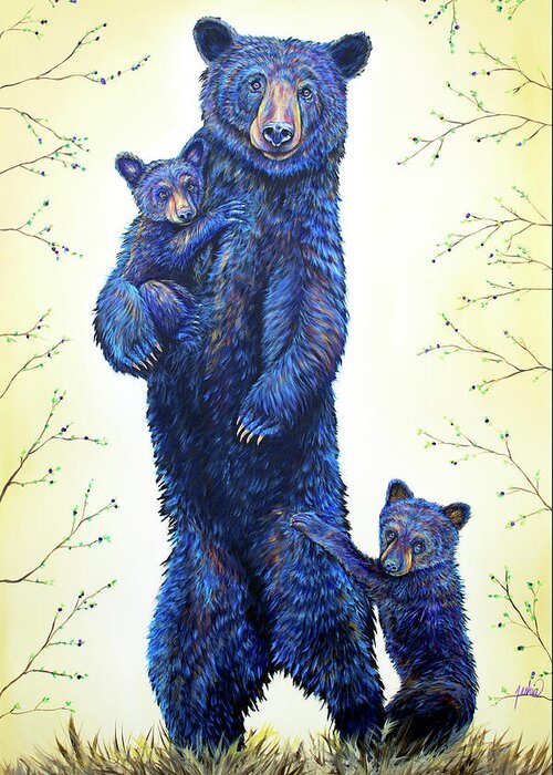 Grandma Bear Greeting Card featuring the painting Grandma Bear by Teshia Art