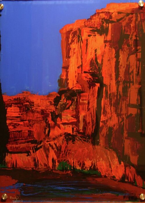 Red Rocks Greeting Card featuring the painting Grandstaff Shadows by Marilyn Quigley