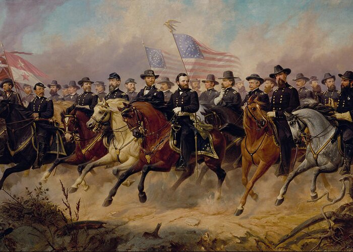Grant Greeting Card featuring the painting Grant and His Generals by War Is Hell Store