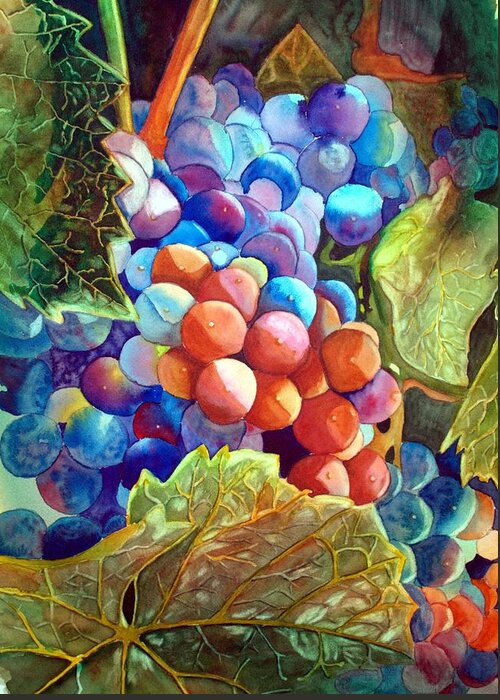 Watercolor Greeting Card featuring the painting Grapes 1 by Gerald Carpenter