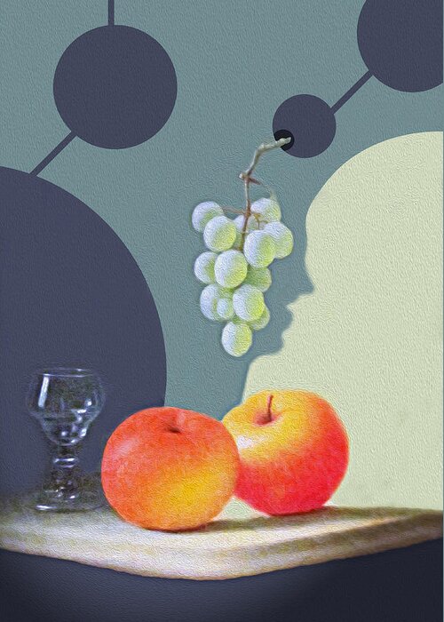 Still Life Greeting Card featuring the photograph Grapes and Apples by Munir Alawi