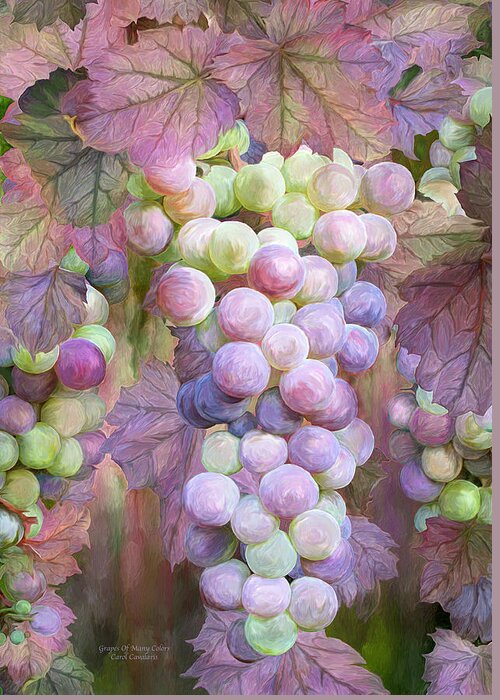 Grapes Greeting Card featuring the mixed media Grapes Of Many Colors by Carol Cavalaris