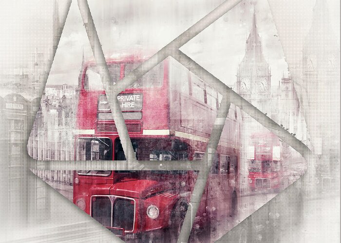 British Greeting Card featuring the photograph Graphic Art LONDON Westminster Collage by Melanie Viola
