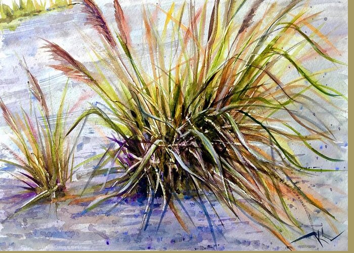 Grass Greeting Card featuring the painting Grass 1 by Katerina Kovatcheva