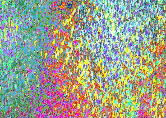 Actually The Photo Of Grass Growing On A Vertical Wall In A Bar In Key West ...then Pushed To Its Limits Digitally To Obtain Maximum Color To Match Its Maximum Texture Greeting Card featuring the photograph Grass on the wall by Priscilla Batzell Expressionist Art Studio Gallery