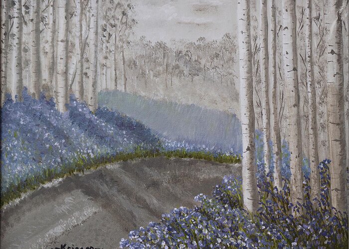 Grayscale Greeting Card featuring the painting Grayscale Bluebells by Stephen Krieger
