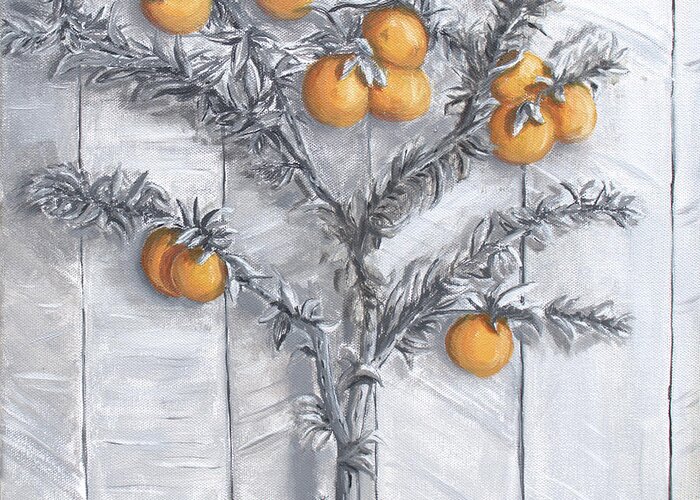 Oranges Greeting Card featuring the painting Grayscale Oranges by Stephen Krieger