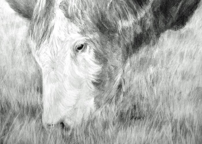 Livestock Greeting Card featuring the drawing Graze by Meagan Visser
