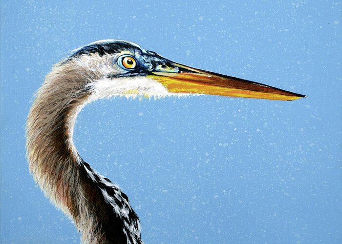Great Blue Heron Greeting Card featuring the painting Great Blue Walter by Joan Garcia
