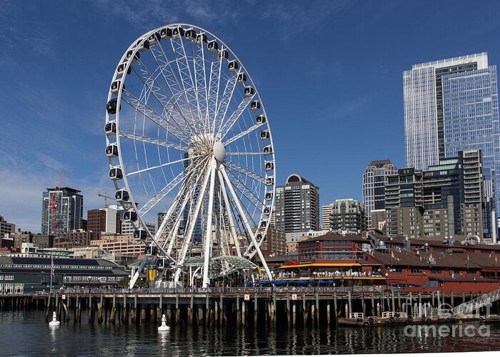 Seattle Great Wheel Greeting Card featuring the photograph Great Wheel by Suzanne Luft