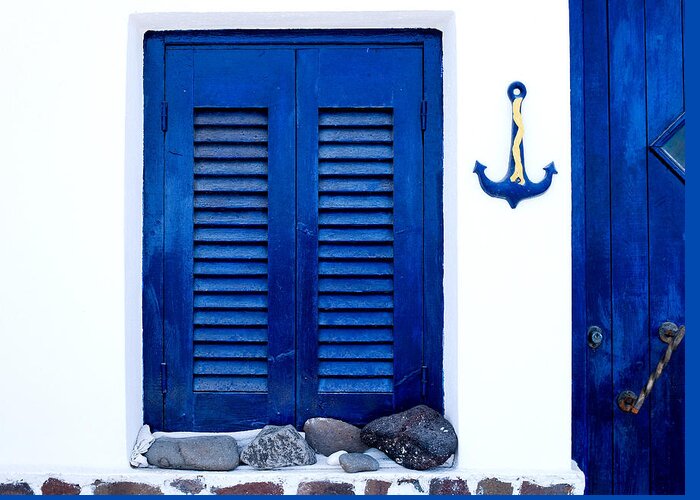 Home Greeting Card featuring the photograph Greek traditional house exterior by Michalakis Ppalis