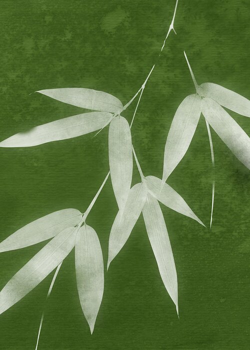 Bamboo Greeting Card featuring the mixed media Green Bamboo 1-Art by Linda Woods by Linda Woods
