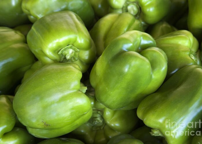 Sweet Bell Peppers Greeting Card featuring the photograph Green Bell Peppers by Inga Spence