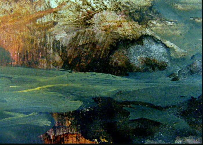 Abstract Landscape In Ink And Acrylic Greeting Card featuring the painting Green Fog by Nancy Kane Chapman