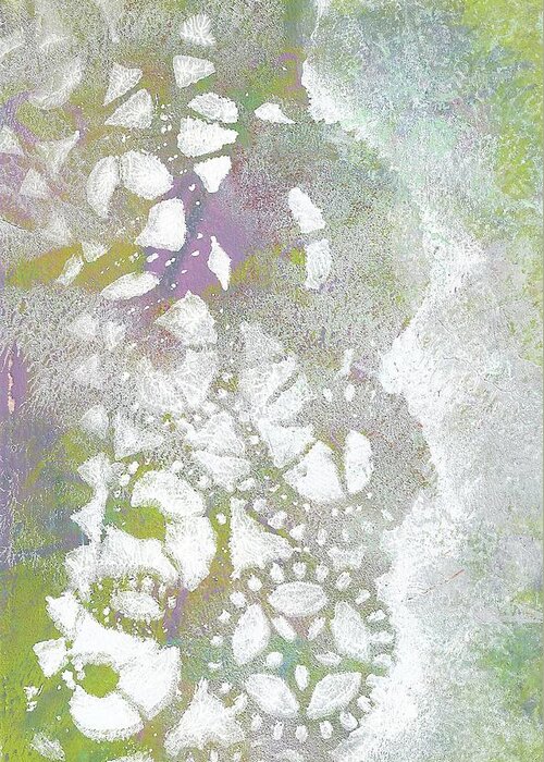 Lace Greeting Card featuring the painting Green Monoprint 1 by Cynthia Westbrook
