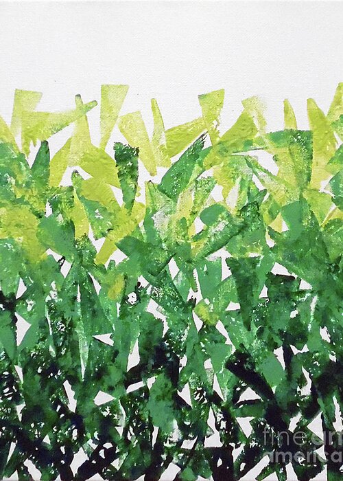 Green Geometric Greeting Card featuring the painting Greenery Gradation by Jilian Cramb - AMothersFineArt