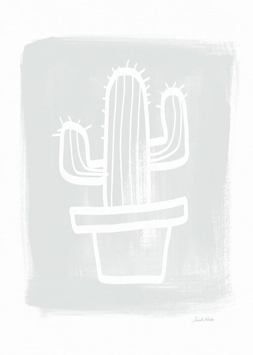 Cactus Greeting Card featuring the painting Grey and White Cactus- Art by Linda Woods by Linda Woods