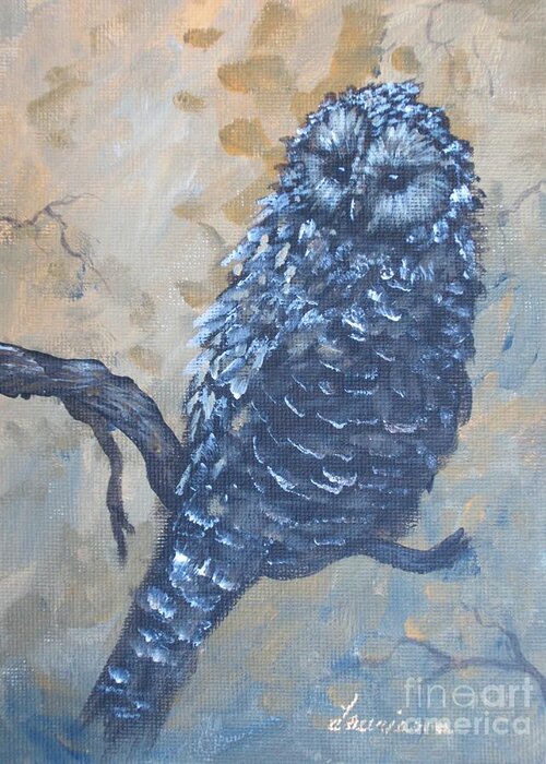 Owl Greeting Card featuring the painting Grey Owl1 by Laurianna Taylor