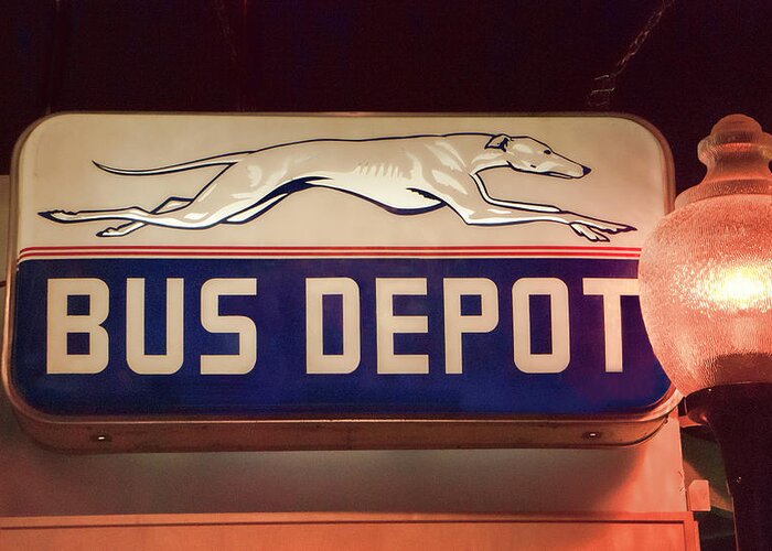 Greyhound Bus Depot Greeting Card featuring the photograph Greyhound Bus Depot by Phyllis Taylor