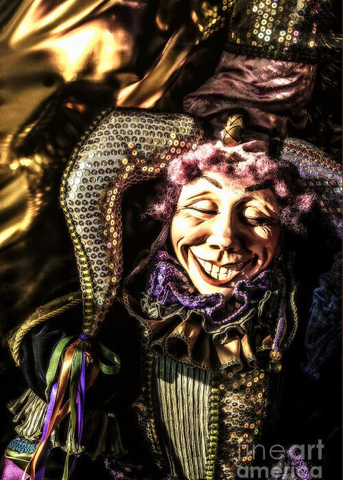 New Orleans Greeting Card featuring the photograph Grinning Mardi Gras Jester by Frances Ann Hattier