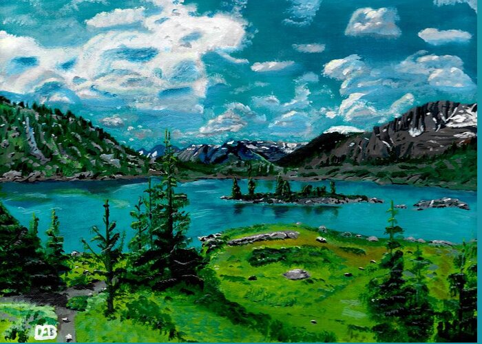 Grizzly Lake Greeting Card featuring the painting Grizzly Lake by David Bigelow