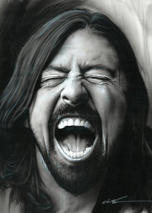 Christian Chapman Greeting Card featuring the painting Grohl in Black III by Christian Chapman Art