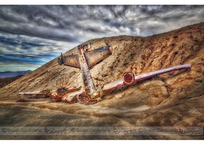 Ghosttown Greeting Card featuring the photograph Grounded Plane Wreck #americana #nevada by Susan Candelario