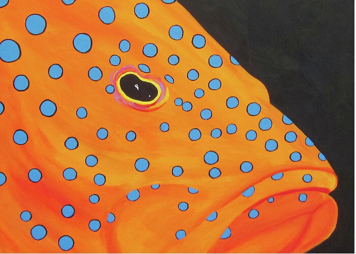 Grouper Greeting Card featuring the painting Grouper Head by Anne Marie Brown